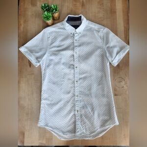 Men's Zara White Slim Fit Button Down Short Sleeve Shirt